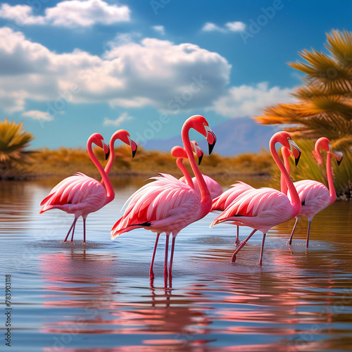 pink flamingo in the water © Arif creator