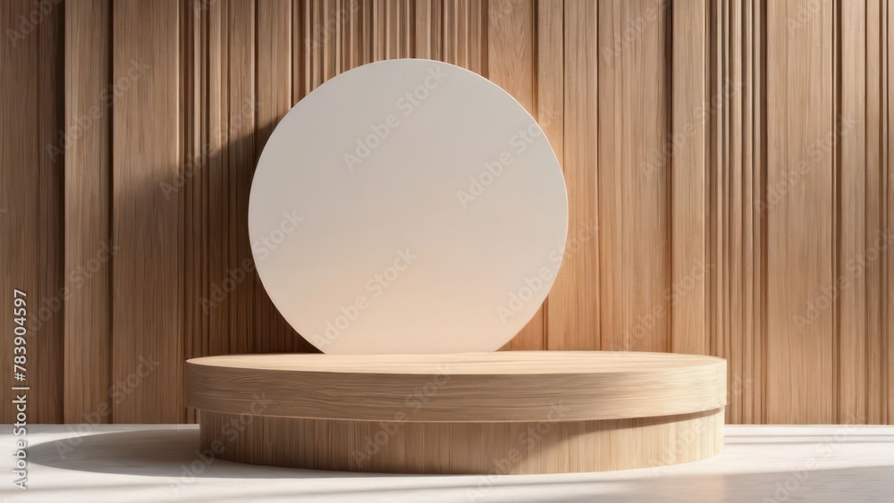 Minimalist Elegance Natural Wooden Counter Podium with Sunlit Wood Grain Minimalist Elegance Natural Wooden Counter Podium with Sunlit Wood Grain