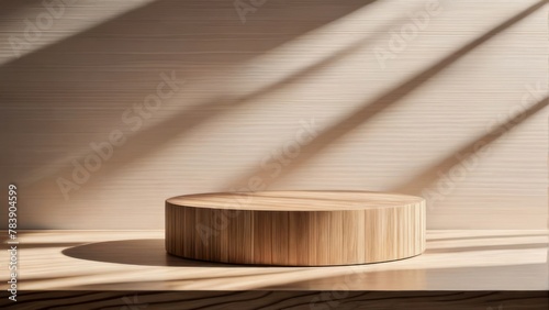 Minimalist Elegance Natural Wooden Counter Podium with Sunlit Wood Grain