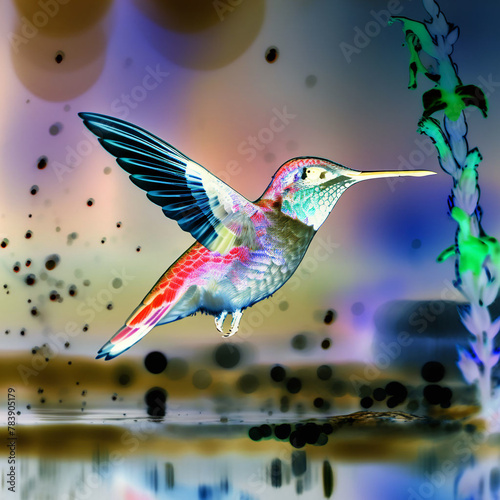 hummingbird and flowers © Arif creator