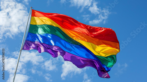 Rainbow of Rights. Rainbow Pride or LGBT Pride flag which constitutes of the shades red, orange, yellow, green, blue, and purple, signifying  diversity within the LGBT community.