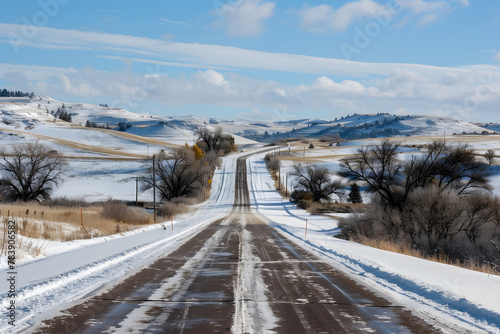 Endless Scenic Highway: Winter Grasp on North Dakota's Rural Landscape