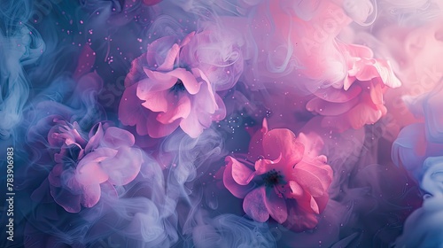 Smoke patterns resembling flower petals