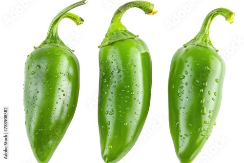 Spice Up Your Dishes with Serrano Peppers - Trio of Fresh and Vibrant Peppers for Mexican and Latin Cuisine - Isolated on White 