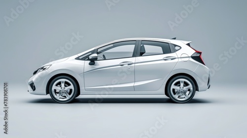 Stylish Silver Hatchback Car Isolated on Studio Background. Compact Auto Automobile © Web