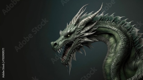 Fantastic green dragon. Mythical creature. Symbol of the year. AI generative. © PROKOPYCH