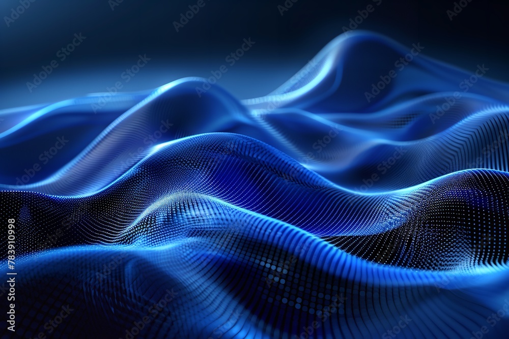 Future Technology: Blue Minimal Wavy Lines Abstraction. Generative Ai Future Technology: Blue Minimal Wavy Lines Abstraction. Generative Ai