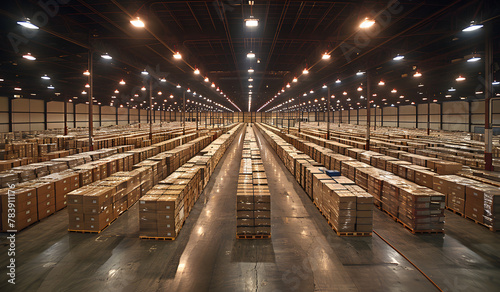 Industrial Warehouse: Vast Capacity for Goods Storage. Logistics and tariff concept photo