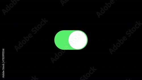 Green toggle switch button isolated with alpha channel. On Off slider photo