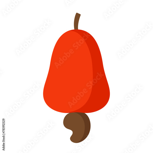 Cashew apple flat vector illustration clipart isolated on white background