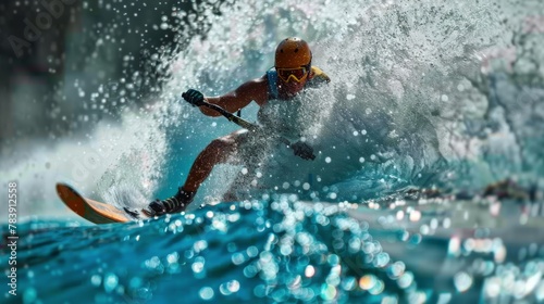 Man Riding Wave on Surfboard