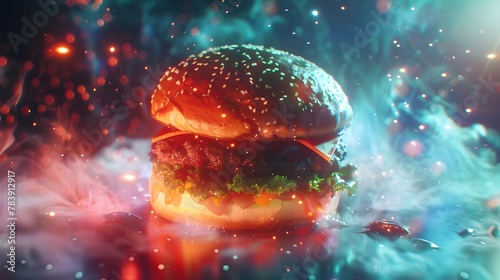 Food Scarcity in a Futuristic Society: Adam and Eve's Encounter with a Holographic Hamburger photo