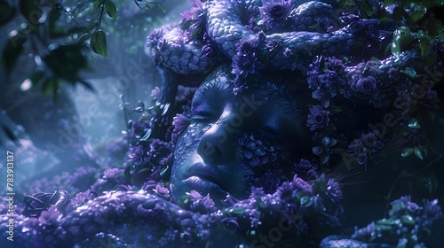 Enchanted Forest's Bewitching Inhabitant: Medusa's Ethereal Radiance Attracts Weary Travelers photo
