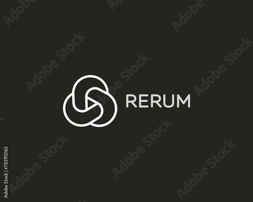 Abstract vortex line logo. Creative play black and white sign. Vector illustration.