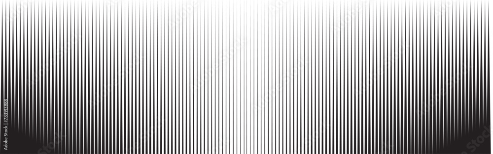Obraz premium Halftone random horizontal straight parallel lines, stripes pattern and background. Lines vector illustrations. Streaks, strips, hatching and pinstripes element. Liny, lined, striped vector