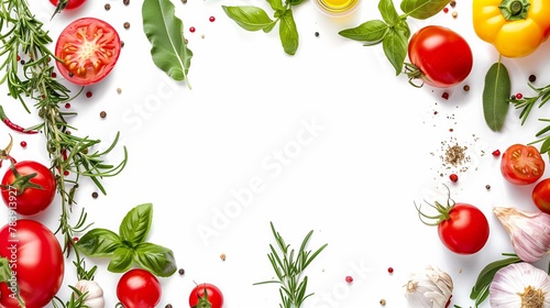Fresh Mediterranean Cuisine Ingredients on White