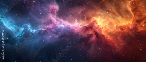 Symphony of Colors in the Starlit Cosmos. Concept Colorful Cosmos, Starlit Night, Symphony of Colors