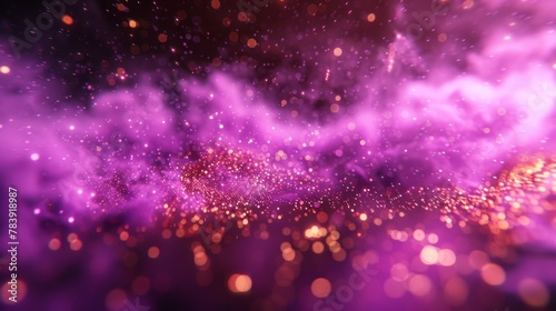  A clear image showcases a purple and gold backdrop adorned with numerous tiny points of light radiating from the top