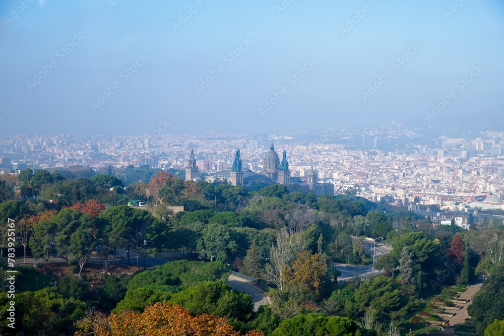 Barcelona cityscape from the top of the mountain