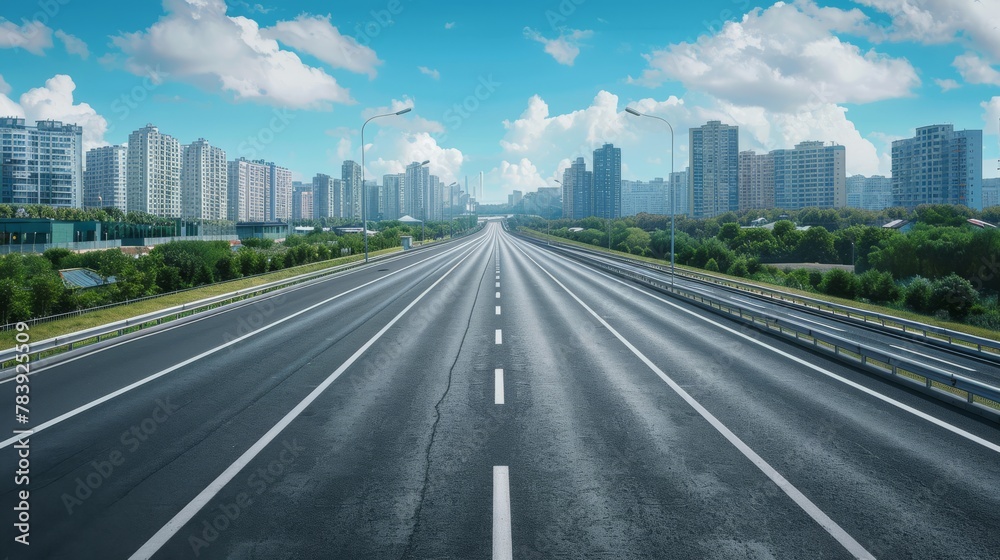 photorealistic highway on town background Generated with Ai tools