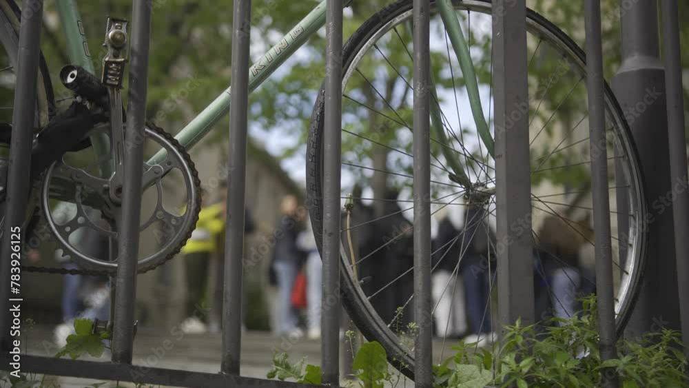 Bicycles Parked And Locked On Canal Bridge In Amsterdam, Netherlands. wide Bicycles Parked And Locked On Canal Bridge In Amsterdam, Netherlands. wide