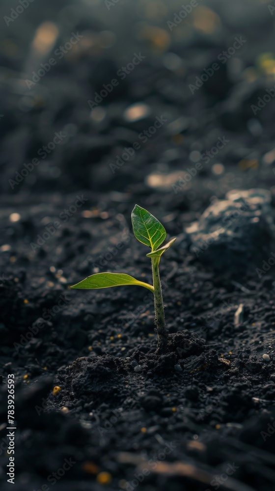 Small green plant sprouting from ground Small green plant sprouting from ground