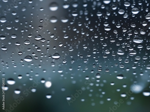 water drops texture on dark glass closeup