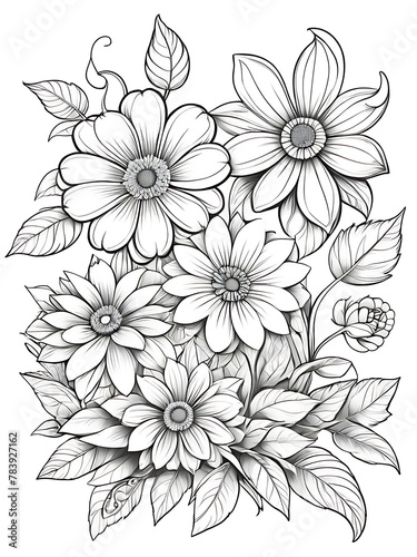 CUPCAKE COLORING PAGES flower cartoon children colouring drawing without colors white background  ai generated 