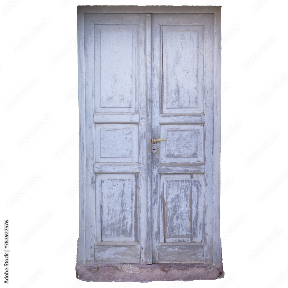 Vintage Weathered Wooden Door in Disrepair
