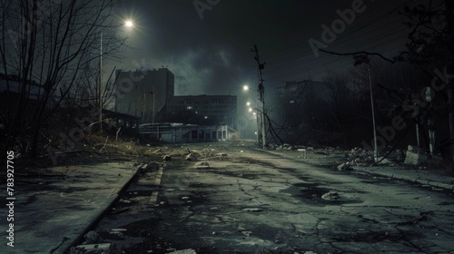 Desolate Urban Landscape Under Artificial Lights photo