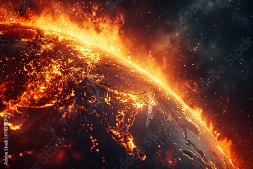 Blazing Earth dramatic global  hot fire