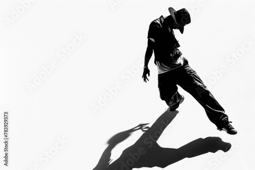 Hip Hop Dancer's Silhouette Against White