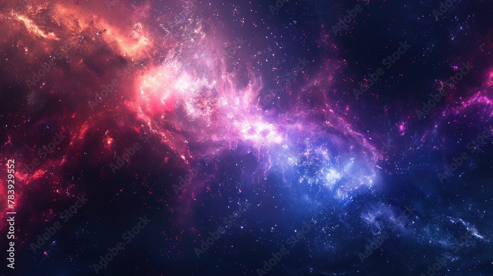 Vivid nebula and interstellar cloud in the cosmos - The image portrays a vividly colored nebula and interstellar cloud forming an awe-inspiring view of the cosmos