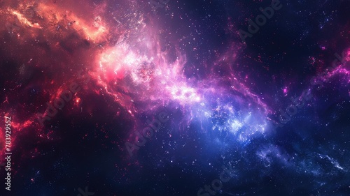 Vivid nebula and interstellar cloud in the cosmos - The image portrays a vividly colored nebula and interstellar cloud forming an awe-inspiring view of the cosmos