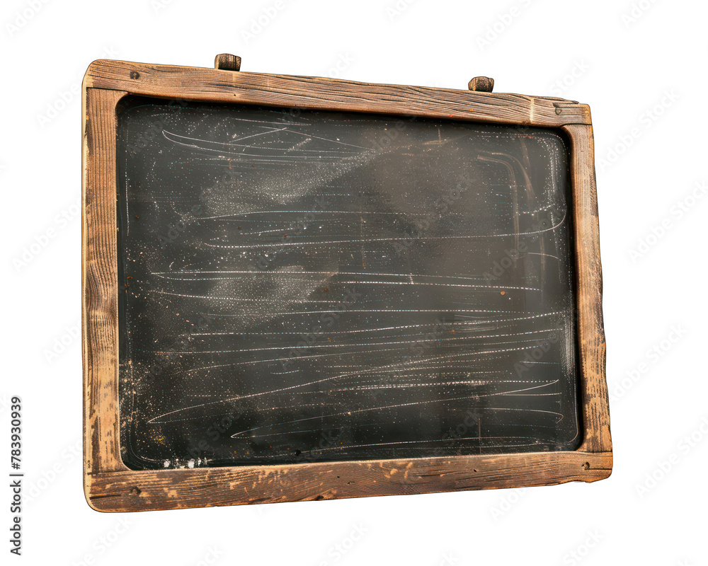 Fototapeta premium Side view of blank blackboard isolated on white