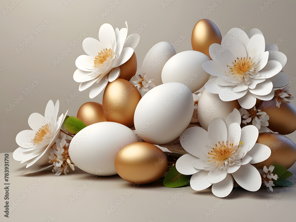 Amazing 3d  Illustration art wallpaper abstract of white floral decor, colorful and white background.

