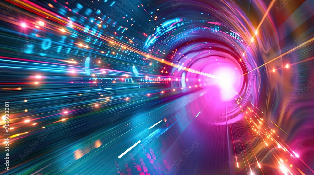 Abstract neon tunnel background which is a link or gateway to a futuristic dimension Abstract neon tunnel background which is a link or gateway to a futuristic dimension