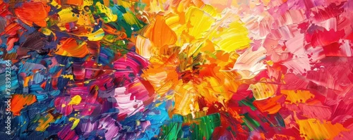 Panel kuchenny z motywem Abstract colorful oil paint on super wide canvas.