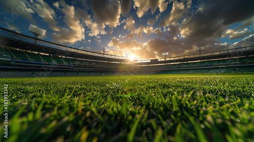 Cricket Stadium Splendor: A Panoramic Day to Evening Transition photo