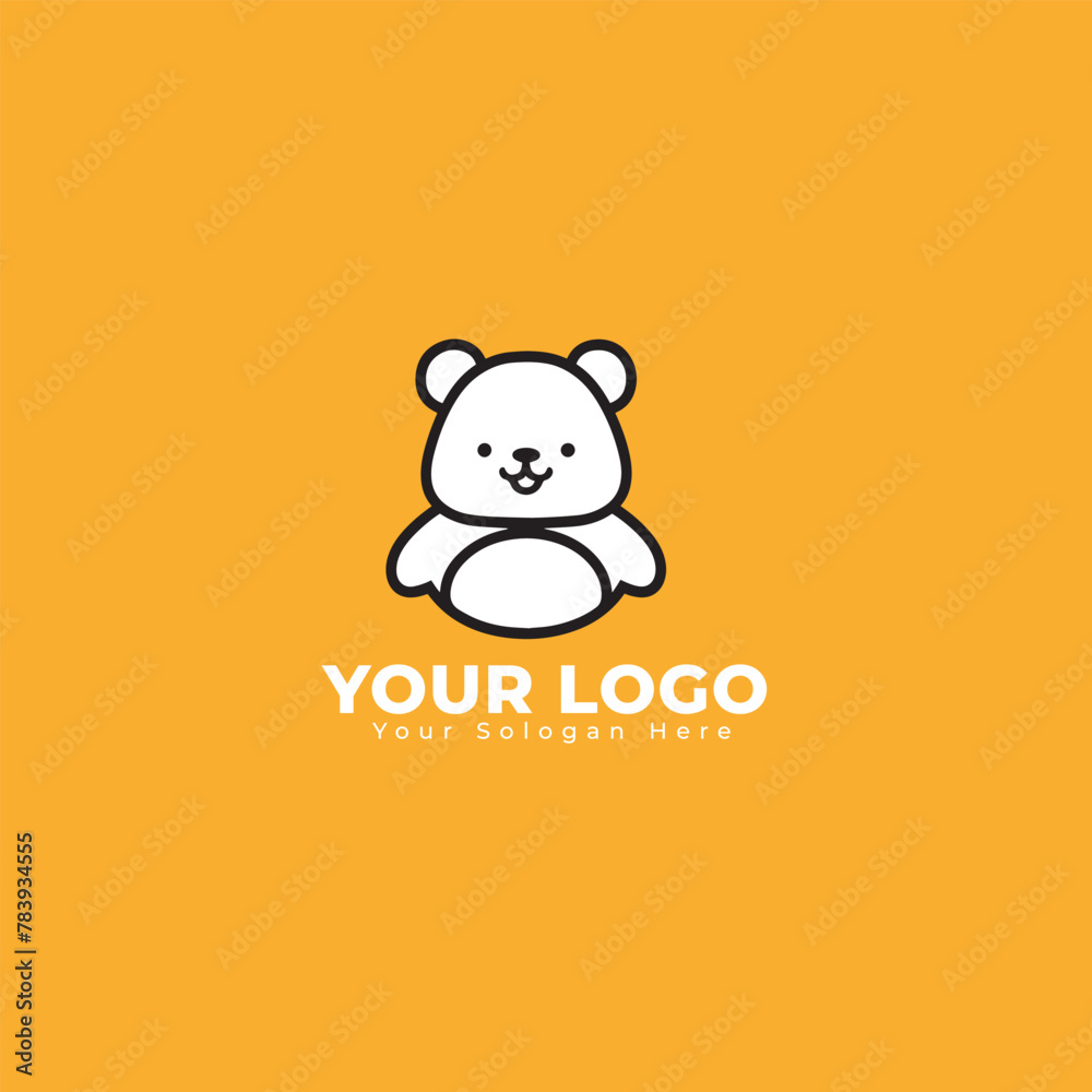 cute head bear logo vector design template, kids channel logo disignn