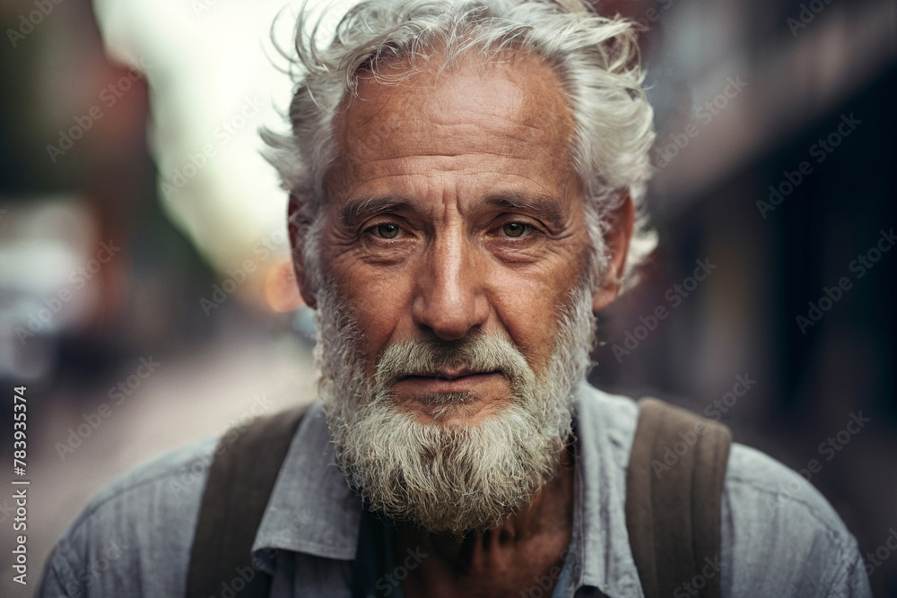 tears in the eyes, a very old man with wrinkles and gray hair, long gray white beard, unhappy sad with problems and worries, worried tired or poor poverty face, closeup elderly grandpa man