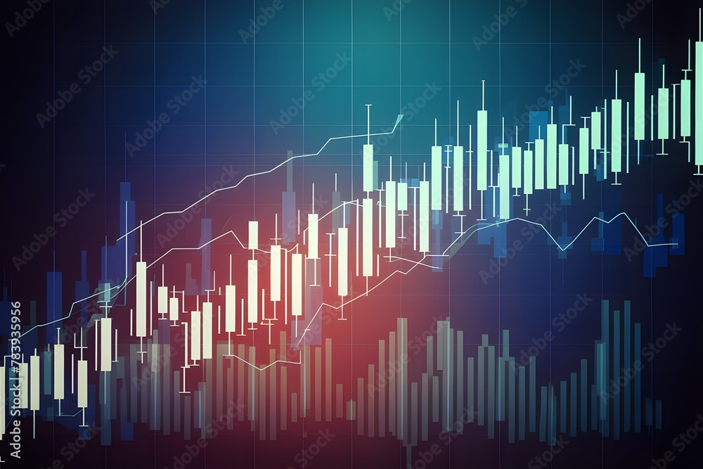 Abstract background with financial stock market graph and candlestick chart