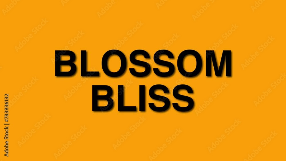 Blossom Bliss 3D Elegant title reveal text animation black color with shadows on a yellow background