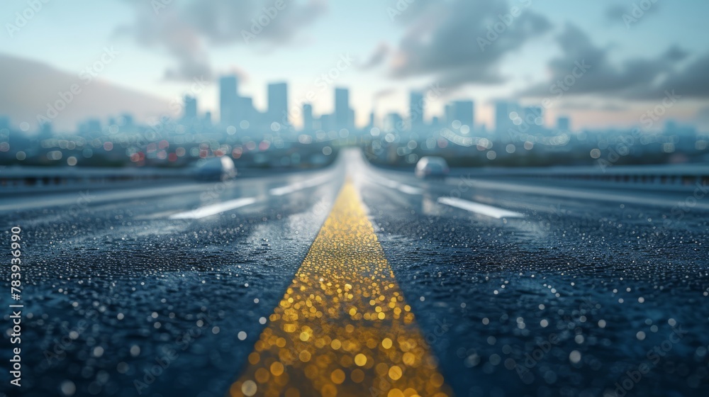 photorealistic highway on town background Generated with Ai tools photorealistic highway on town background Generated with Ai tools