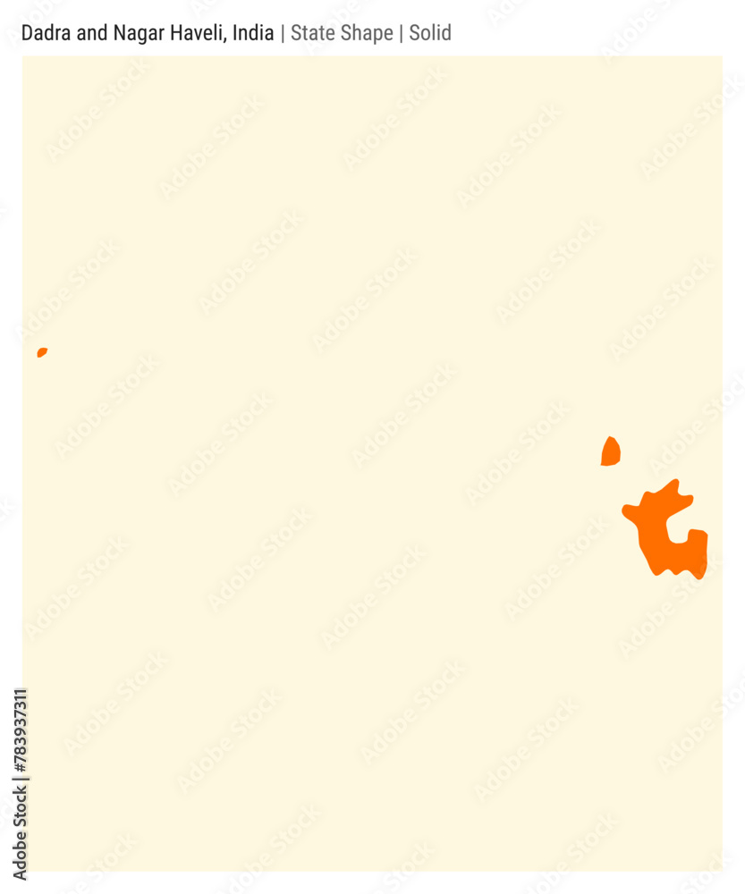 Fototapeta premium Dadra and Nagar Haveli, India. Simple vector map. State shape. Solid style. Border of Dadra and Nagar Haveli. Vector illustration.