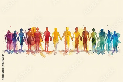 Individuals of all hues clasping hands with inclusivity. Generative Ai