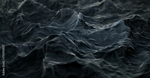 Abstract Textured Surface Resembling a Dark Oceanic Landscape.
