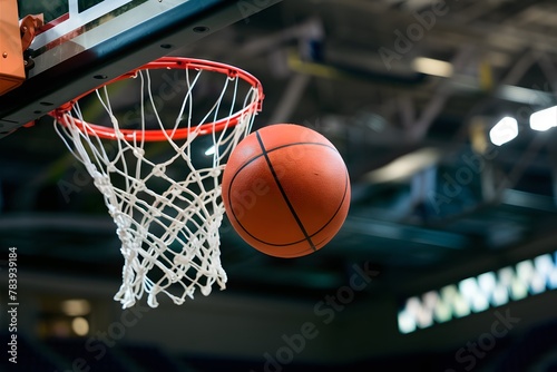 Basketball flies through air toward hoop, exciting sports action © Muhammad Ishaq