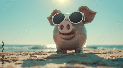 A Piggybank Enjoying the Beach photo