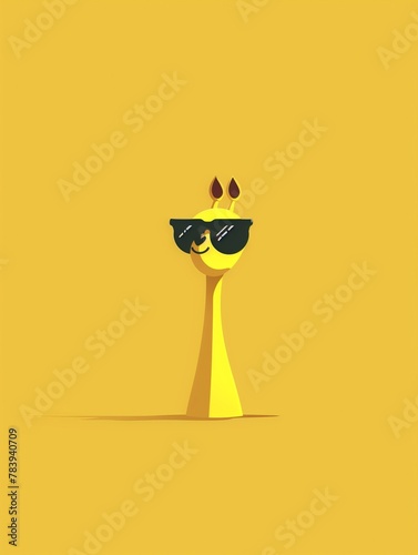 Este personaje estilizado con gafas de sol destila una confianza suave, goteando con la esencia dorada de la vibra soleada. photo